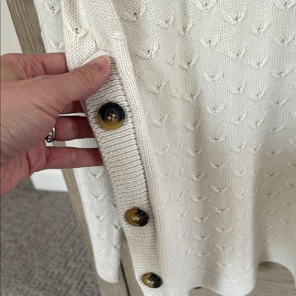 Cream Textured Knit Crew Neck Sweater
